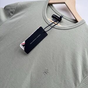 French Connection Mens Textured T Shirt Sage Sz XL Crew Neck Embroidered Tonal